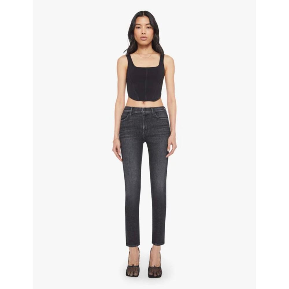 Mother Mid Rise Dazzler Flood Straight Leg Jeans in Not Today Satan Women's 26